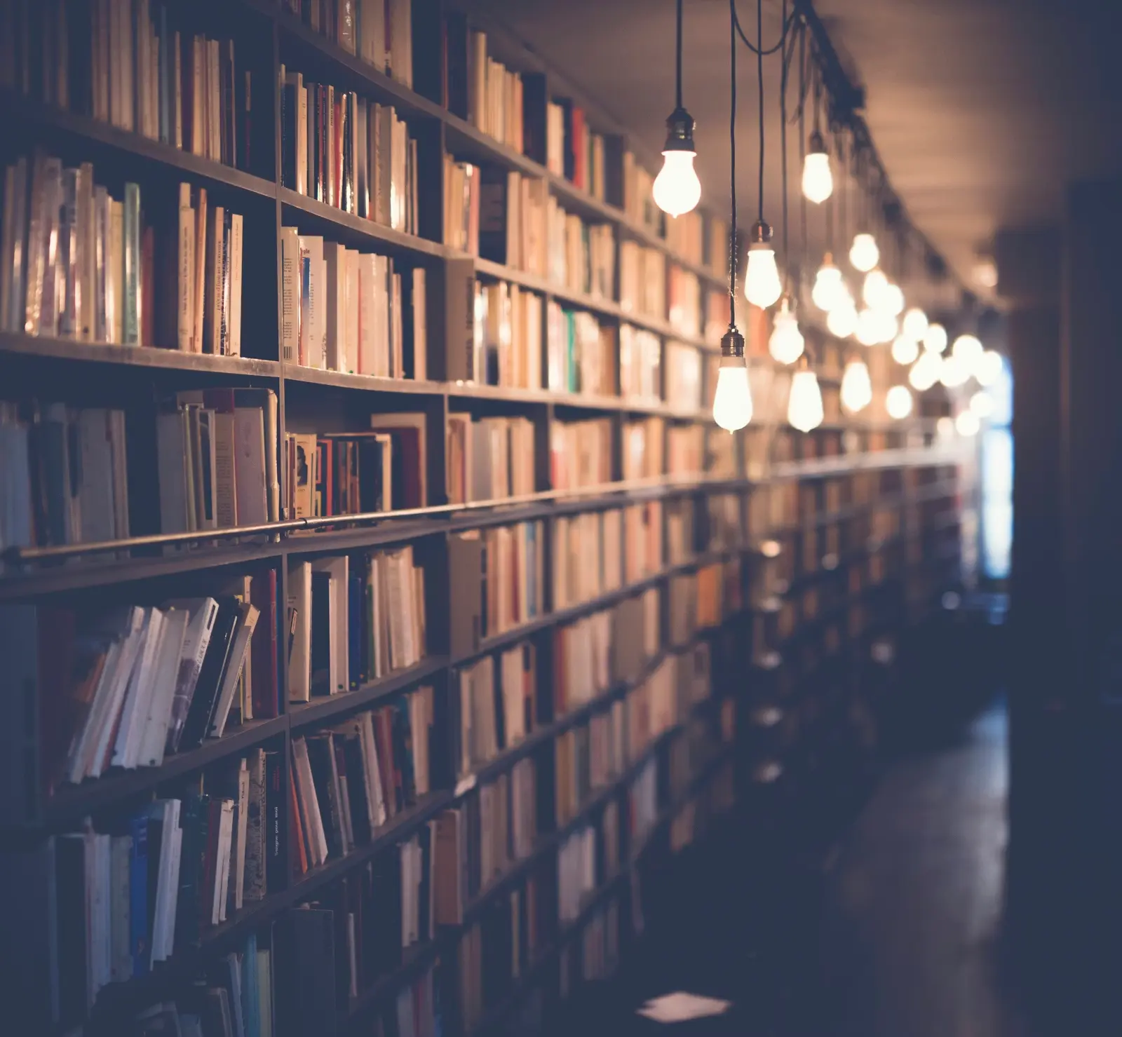 Bibliothèque ancienne avec lumière chaude