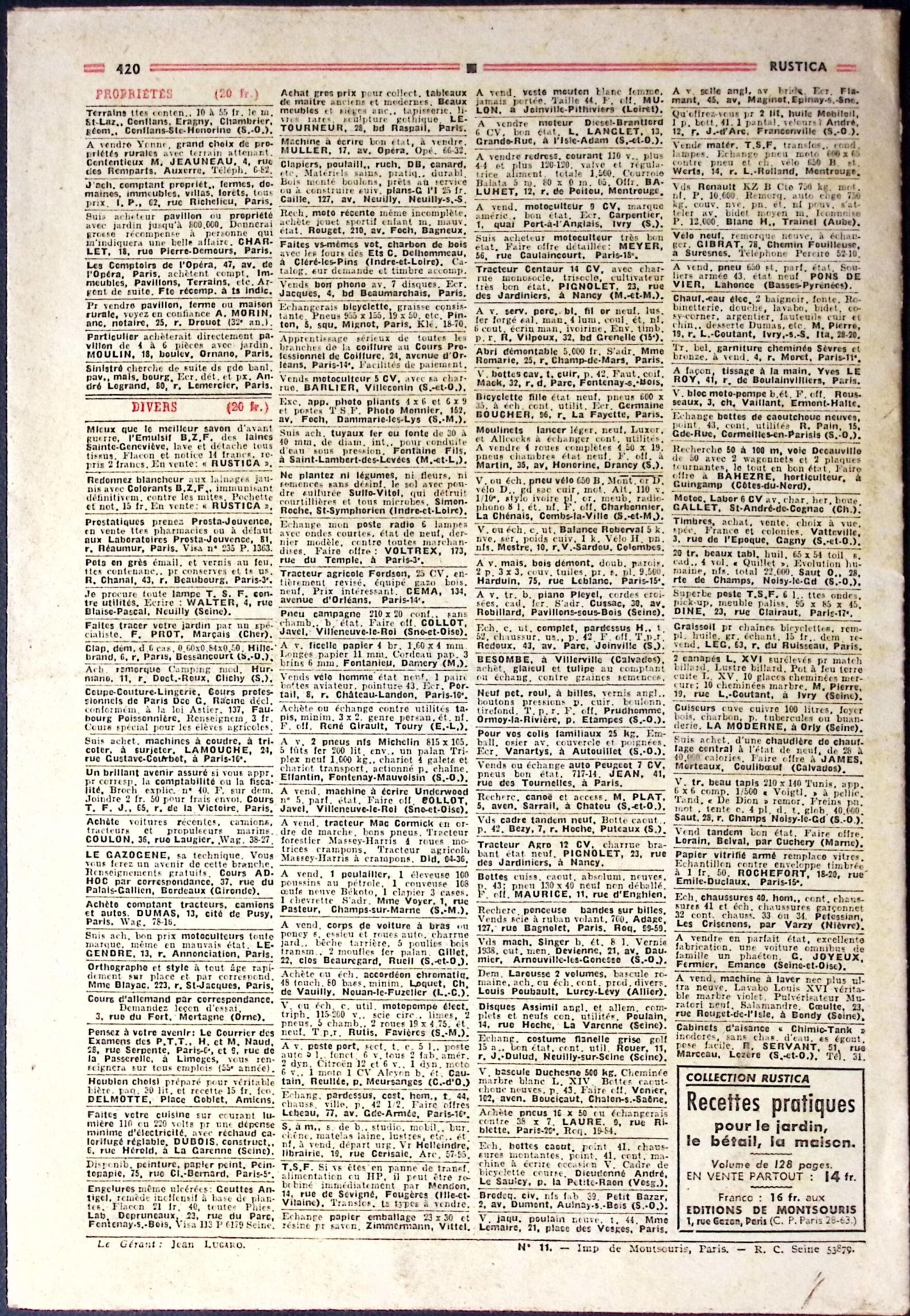rustica – journal universel de la campagne — 16e annee – n°43 photo 1 rustica – journal universel de la campagne — 16e annee – n°43 photo 1